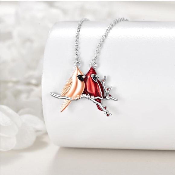 925 Sterling Cardinal Memorial Pendant Necklace - Picture 3 of 5